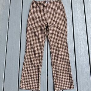 Vintage high rise brown houndstooth pants, preppy officecore academia